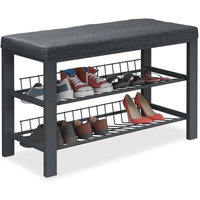 Relaxdays Schuhbank Moderner Metall Stoff 6-8 Paare Relaxdays Schuhbank Moderner Metall Stoff 6-8 Paare