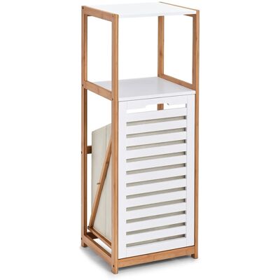 Zeller Standregal mit Wäschesammler Bamboo & White 98 cm x 33 cm x 36,3 cm Weiß Zeller Standregal mit Wäschesammler Bamboo & White 98 cm x 33 cm x 36,3 cm Weiß