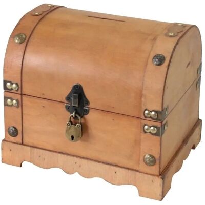 HMF 6414-51 Spardose Holzkiste Schloss 23 x 18 x 20 cm Groß Namibia HMF 6414-51 Spardose Holzkiste Schloss 23 x 18 x 20 cm Groß Namibia