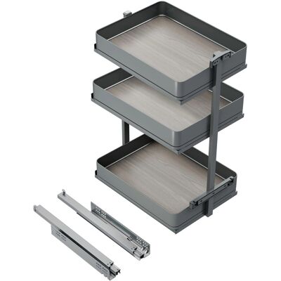 Emuca Harmony Ausziehwagen mit Soft Close Modul Breite 400 mm Höhe 700 mm Stahl und Holz Anthrazitgrau Emuca Harmony Ausziehwagen mit Soft Close Modul Breite 400 mm Höhe 700 mm Stahl und Holz Anthrazitgrau