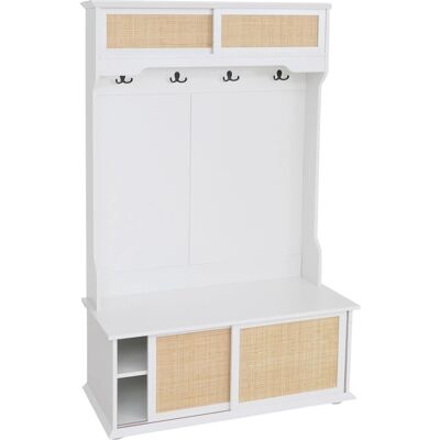 MCW Garderobe P25 Melamin Kubu Rattan 163x100x47cm Weiß MCW Garderobe P25 Melamin Kubu Rattan 163x100x47cm Weiß