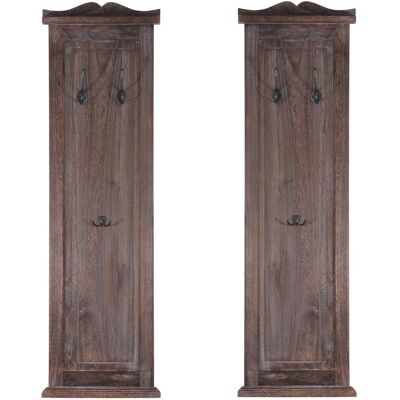 BERLINLODGE Garderobe 2er-Set 109x28x5,5cm Wandhaken Holz Braun Shabby BERLINLODGE Garderobe 2er-Set 109x28x5,5cm Wandhaken Holz Braun Shabby