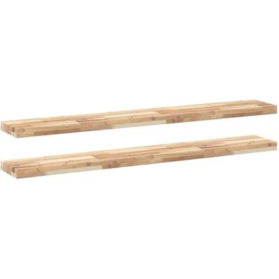 vidaXL Natürliche Holz-Wandregale 2er Set 140x20x4cm vidaXL Natürliche Holz-Wandregale 2er Set 140x20x4cm