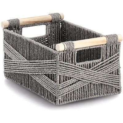 Zeller Aufbewahrungskorb Papiergeflecht Holz 35,5 cm x 22 cm x 17,5 cm Grau Zeller Aufbewahrungskorb Papiergeflecht Holz 35,5 cm x 22 cm x 17,5 cm Grau