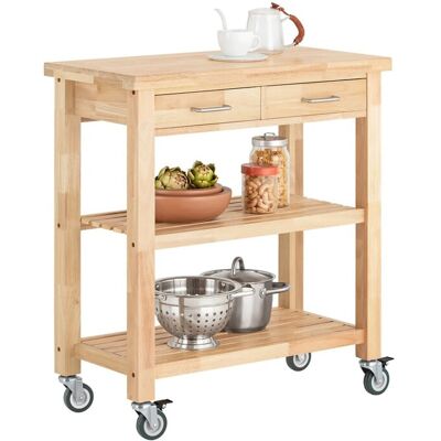SOBUY Küchenwagen mit Regalen - Naturholz - 80x40x90cm - Küchentyp SOBUY Küchenwagen mit Regalen - Naturholz - 80x40x90cm - Küchentyp