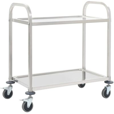 vidaXL Edelstahl 2-stufiger Servierwagen - Küchen- & Partyhelfer vidaXL Edelstahl 2-stufiger Servierwagen - Küchen- & Partyhelfer