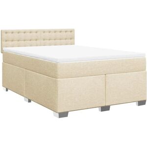 vidaXL Boxspringbett mit Matratze Creme 140x190 cm Stoff 3285902 vidaXL Boxspringbett mit Matratze Creme 140x190 cm Stoff 3285902