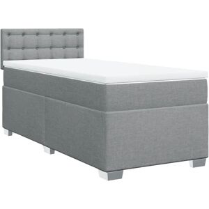 vidaXL Boxspringbett mit Matratze Hellgrau 90x190 cm Stoff 3288057 vidaXL Boxspringbett mit Matratze Hellgrau 90x190 cm Stoff 3288057