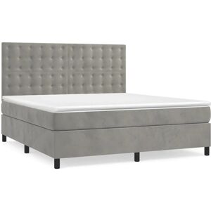 vidaXL Boxspringbett mit Matratze Hellgrau 180x200 cm Samt 3143277 vidaXL Boxspringbett mit Matratze Hellgrau 180x200 cm Samt 3143277