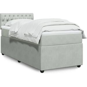 vidaXL Boxspringbett mit Matratze Hellgrau 90x190 cm Samt 3289920 vidaXL Boxspringbett mit Matratze Hellgrau 90x190 cm Samt 3289920