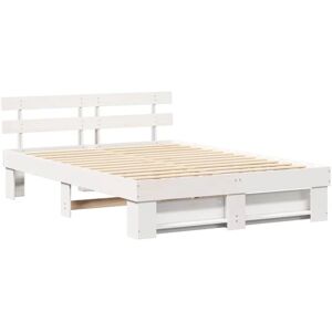 VidaXL Weißes Kiefernholz Bettgestell 140x200 cm VidaXL Weißes Kiefernholz Bettgestell 140x200 cm
