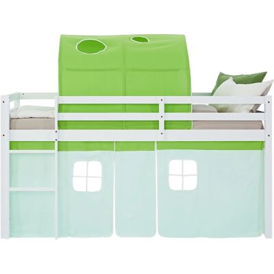 Homestyle4u Kinder Hochbett 90x200 mit Lattenrost Tunnel Vorhang Grün Kinderbett 2973 Homestyle4u Kinder Hochbett 90x200 mit Lattenrost Tunnel Vorhang Grün Kinderbett 2973