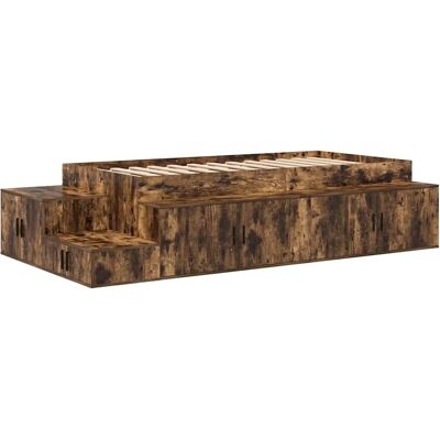 Vidaxl - Bett mit geräuchertem Eichen-Finish - 90x190 cm Vidaxl - Bett mit geräuchertem Eichen-Finish - 90x190 cm