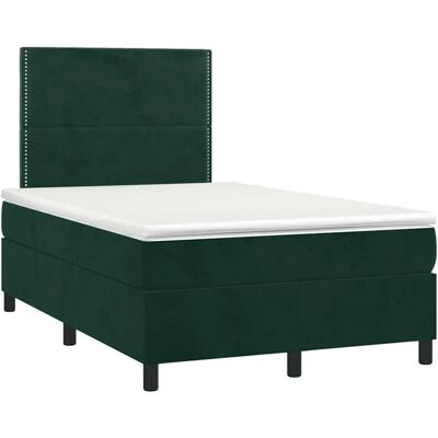vidaXL Dunkelgrünes Samt-Boxspringbett mit LED - 120x190cm vidaXL Dunkelgrünes Samt-Boxspringbett mit LED - 120x190cm