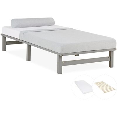 Homestyle4u Holzbett Palettenbett 90x200 mit Matratze Grau Bett 2049 Homestyle4u Holzbett Palettenbett 90x200 mit Matratze Grau Bett 2049