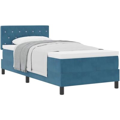 vidaXL Boxspringbett mit Matratze Dunkelblau 100 x 200 cm Samt 3339090 vidaXL Boxspringbett mit Matratze Dunkelblau 100 x 200 cm Samt 3339090