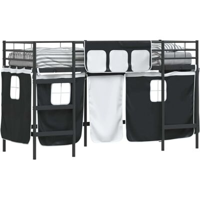 vidaXL Kinder Loft Bettgestell mit Vorhängen Schwarz 74,5 x 190 cm 42020787 vidaXL Kinder Loft Bettgestell mit Vorhängen Schwarz 74,5 x 190 cm 42020787