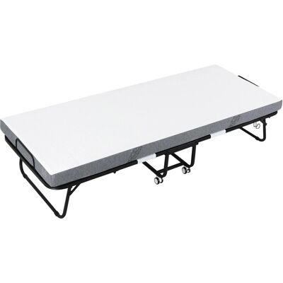 HOMCOM Klappbett mit Rollen Stahl Schaumstoff Weiß Schwarz 200 x 80 x 42,5 cm HOMCOM Klappbett mit Rollen Stahl Schaumstoff Weiß Schwarz 200 x 80 x 42,5 cm