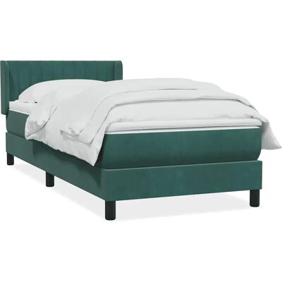 vidaXL Boxspringbett mit Dunkelgrünem Samtstoff und Matratze vidaXL Boxspringbett mit Dunkelgrünem Samtstoff und Matratze