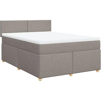 vidaXL Boxspringbett mit Matratze Taupe 140x200 cm Stoff 3289000 vidaXL Boxspringbett mit Matratze Taupe 140x200 cm Stoff 3289000