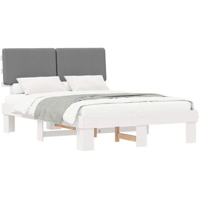 vidaXL Bettgestell mit Gepolstertem Kopfteil Hellgrau 135 x 190 cm 877363 vidaXL Bettgestell mit Gepolstertem Kopfteil Hellgrau 135 x 190 cm 877363