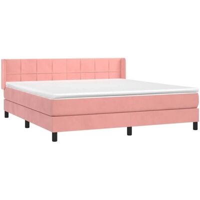 vidaXL Pink Samtbett mit Matratze - Bett vidaXL Pink Samtbett mit Matratze - Bett