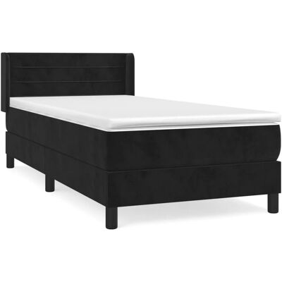 Vidaxl - Schwarzes Samt-Boxspringbett mit Matratze 100x200cm Vidaxl - Schwarzes Samt-Boxspringbett mit Matratze 100x200cm
