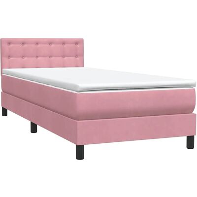 vidaXL Rosafärgad Samt Boxspringbett 80x220cm mit Matratze vidaXL Rosafärgad Samt Boxspringbett 80x220cm mit Matratze