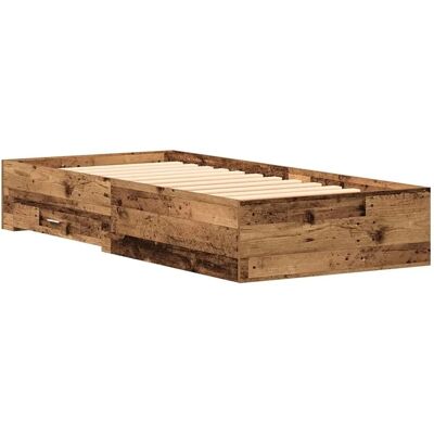 vidaXL Bettrahmen mit Schubladen Altholz 90 x 190 cm Holzwerkstoff 3333990 vidaXL Bettrahmen mit Schubladen Altholz 90 x 190 cm Holzwerkstoff 3333990