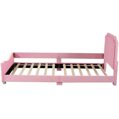 KOMHTOM Kinderbett Polsterbett 90x200Cm Schlafsofa Bettgestell Mit Rücken- Und Armlehnen Eltern-Kind-Bett Jugendbett Gästebett Rosa KOMHTOM Kinderbett Polsterbett 90x200Cm Schlafsofa Bettgestell Mit Rücken- Und Armlehnen Eltern-Kind-Bett Jugendbett Gästebett Rosa