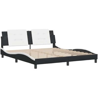 vidaXL Bettgestell 180x200 cm Schwarz Weiß Kunstleder - Bettgestell vidaXL Bettgestell 180x200 cm Schwarz Weiß Kunstleder - Bettgestell