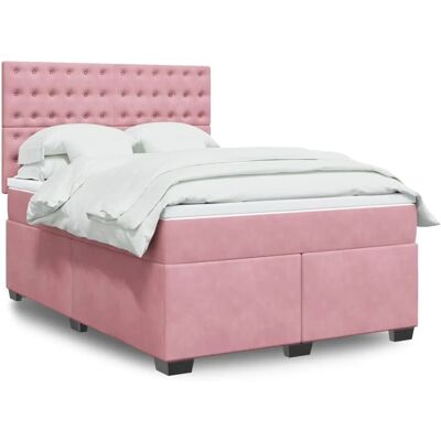 VidaXL Pinkes Samtbett mit LED-Beleuchtung 140x200cm VidaXL Pinkes Samtbett mit LED-Beleuchtung 140x200cm