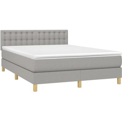 vidaXL Boxspringbett mit Matratze & LED Hellgrau 140x190 cm Stoff 3134029 vidaXL Boxspringbett mit Matratze & LED Hellgrau 140x190 cm Stoff 3134029
