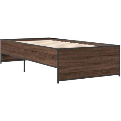 vidaXL Bettgestell Braun Eichen-Optik 90x200 cm Holzwerkstoff Metall 845245 vidaXL Bettgestell Braun Eichen-Optik 90x200 cm Holzwerkstoff Metall 845245