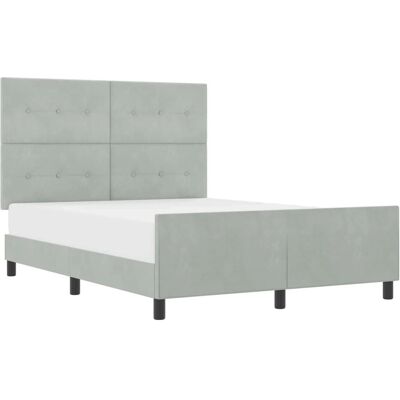 Vidaxl - Bettgestell Hellgrau Samtstoff 160x200 cm Vidaxl - Bettgestell Hellgrau Samtstoff 160x200 cm