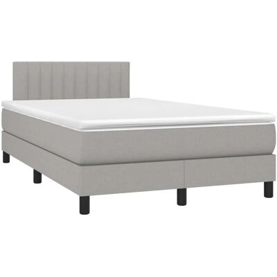 vidaXL Boxspringbett mit Matratze Hellgrau 120x190 cm Stoff 3269737 vidaXL Boxspringbett mit Matratze Hellgrau 120x190 cm Stoff 3269737