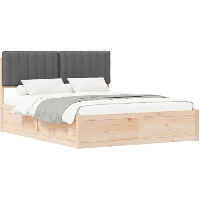 vidaXL Bettgestell mit Gepolstertem Kopfteil Dunkelgrau 150 x 200 cm 3398225 vidaXL Bettgestell mit Gepolstertem Kopfteil Dunkelgrau 150 x 200 cm 3398225