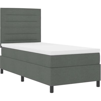 vidaXL Boxspringbett mit Matratze Dunkelgrau 100 x 200 cm Stoff 3339288 vidaXL Boxspringbett mit Matratze Dunkelgrau 100 x 200 cm Stoff 3339288