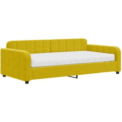 vidaXL Tagesbett Samt Gelb 100x200cm Model: mit Matratze vidaXL Tagesbett Samt Gelb 100x200cm Model: mit Matratze
