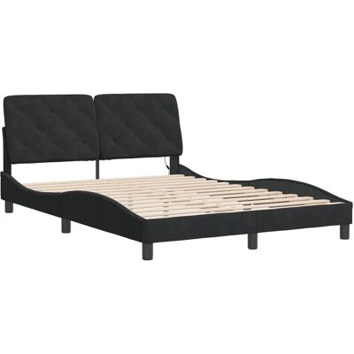 vidaXL Bettgestell mit LED ohne Matratze Schwarz 140x200 cm Samt 3213857 vidaXL Bettgestell mit LED ohne Matratze Schwarz 140x200 cm Samt 3213857