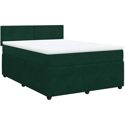 vidaXL Boxspringbett mit Matratze Dunkelgrün 140x190 cm Samt 3287731 vidaXL Boxspringbett mit Matratze Dunkelgrün 140x190 cm Samt 3287731