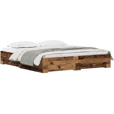 vidaXL Bettrahmen mit Schubladen Altholz 180 x 200 cm Holzwerkstoff 3333960 vidaXL Bettrahmen mit Schubladen Altholz 180 x 200 cm Holzwerkstoff 3333960