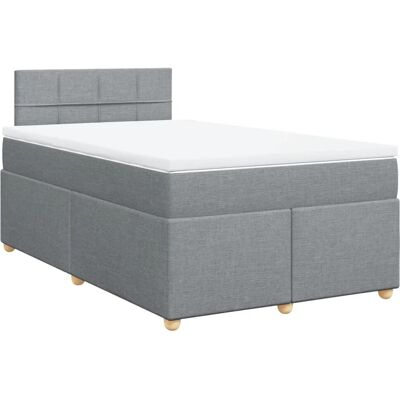 vidaXL Boxspringbett mit Matratze Hellgrau 120x190 cm Stoff 3288919 vidaXL Boxspringbett mit Matratze Hellgrau 120x190 cm Stoff 3288919