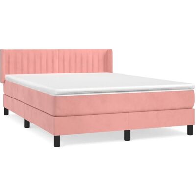 vidaXL Pinkes Samt-Boxspringbett 140x200cm vidaXL Pinkes Samt-Boxspringbett 140x200cm