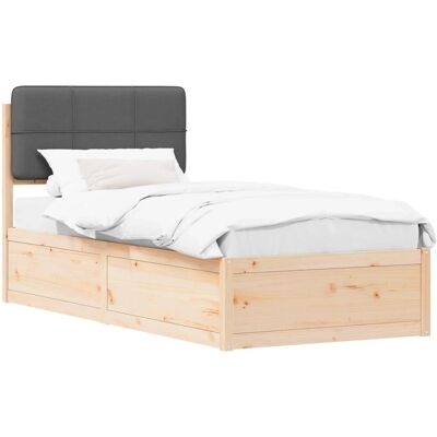 vidaXL Bettgestell mit Gepolstertem Kopfteil Dunkelgrau 100 x 200 cm 877720 vidaXL Bettgestell mit Gepolstertem Kopfteil Dunkelgrau 100 x 200 cm 877720