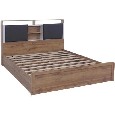 MCW King Size Bett P43 mit Lattenrost MDF 180x200cm Wotan-Eiche-Optik Weiß MCW King Size Bett P43 mit Lattenrost MDF 180x200cm Wotan-Eiche-Optik Weiß