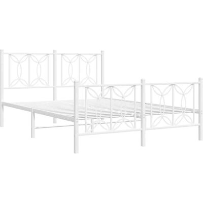 vidaXL Weißes Metallbett mit Kopf- und Fußteil - Bettart vidaXL Weißes Metallbett mit Kopf- und Fußteil - Bettart
