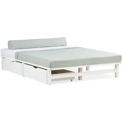 Homestyle4u Weiß 140x200cm Bett mit Stauraum - Modern Holz Einzelnbett Homestyle4u Weiß 140x200cm Bett mit Stauraum - Modern Holz Einzelnbett