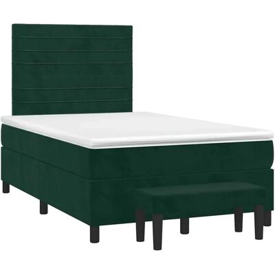 vidaXL Boxspringbett - Dunkelgrüner Samt - 120x190 cm - Horiz vidaXL Boxspringbett - Dunkelgrüner Samt - 120x190 cm - Horiz