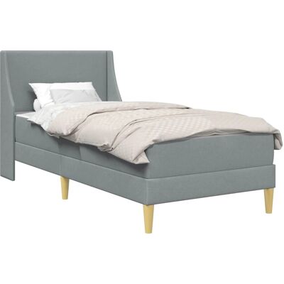 vidaXL Bettgestell mit Matratze Uni Hellgrau 100 x 200 cm Stoff 3414719 vidaXL Bettgestell mit Matratze Uni Hellgrau 100 x 200 cm Stoff 3414719